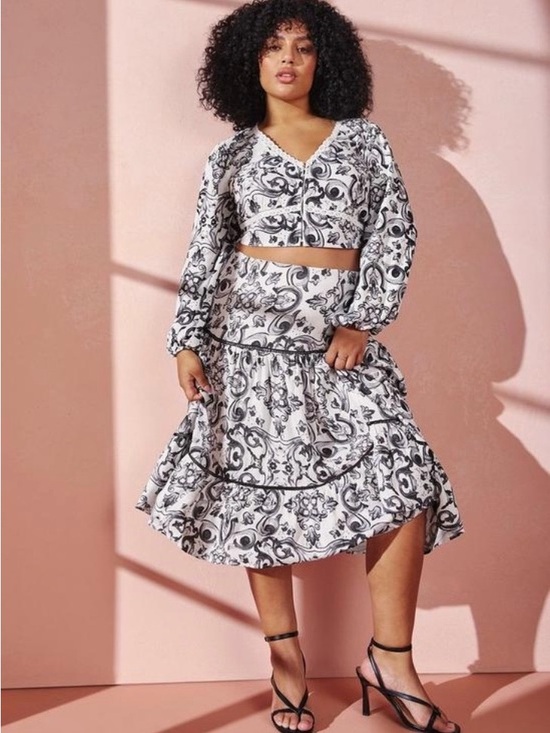 torrid Dresses & Skirts - Torrid Studio Peasant Crop Top and Midi Skirt Set - Like New!